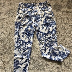 Zara Women’s Blue Design Trousers, Size Small